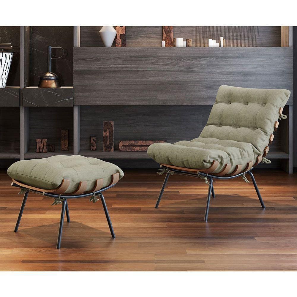 Poltrona E Puff M06 Estrutura Em Ferro Mais Decor Preto/bege