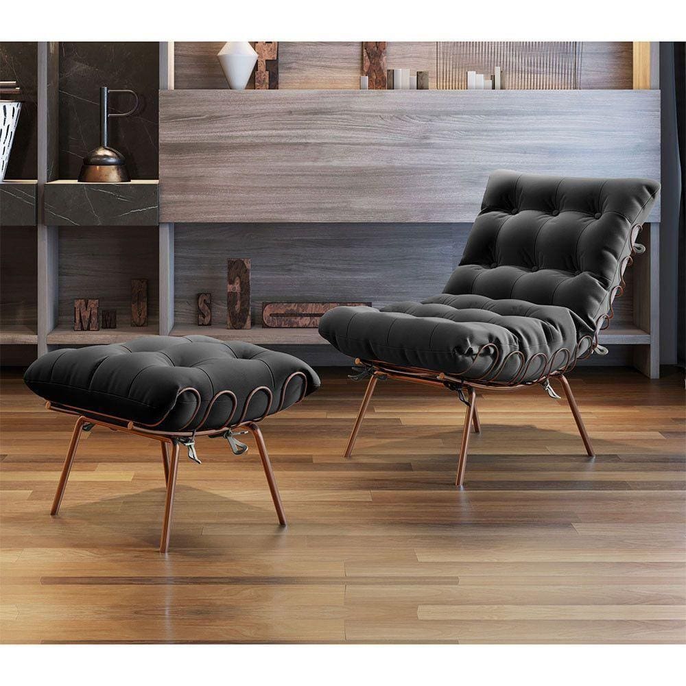 Poltrona E Puff M07 Estrutura De Ferro Mais Decor Cobre/preto