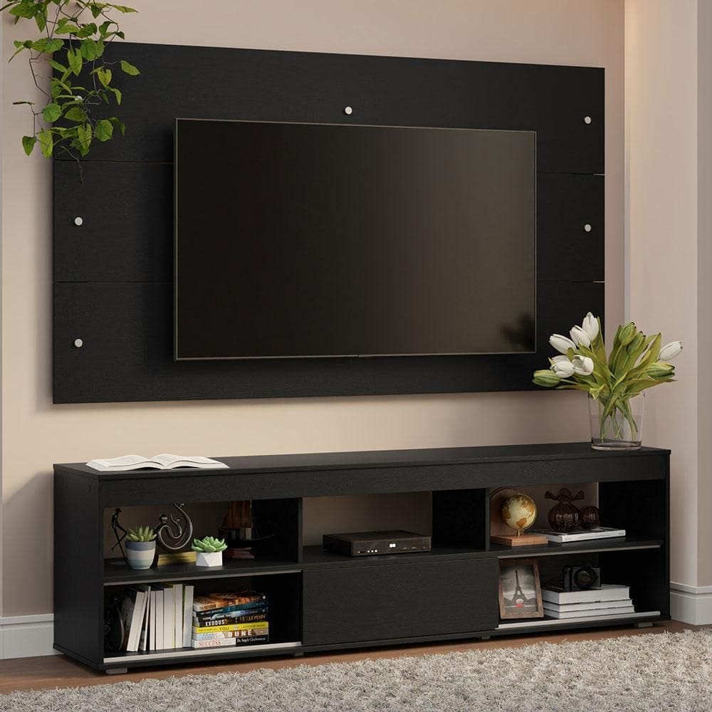 Rack com Painel para TV até 65 Polegadas Preto Orlando Madesa