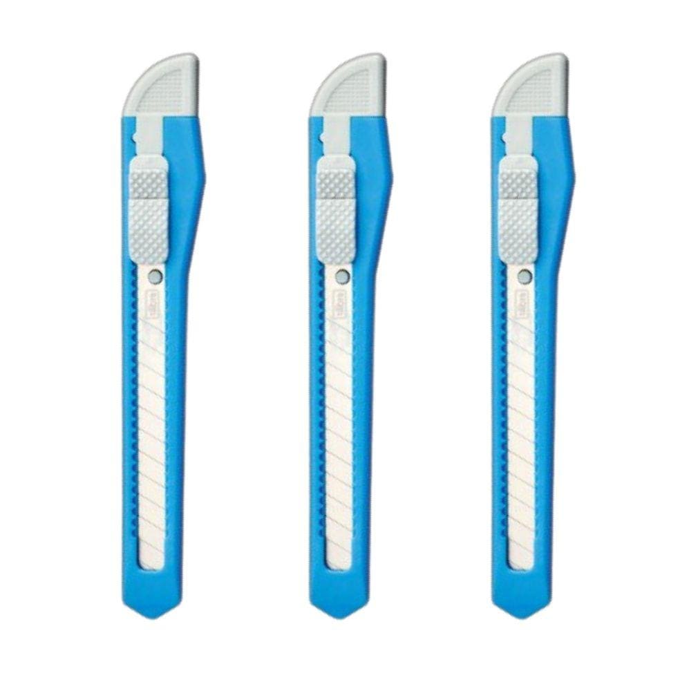 Kit 03 Estilete Estreito Plástico com Trava ES04 - Tilibra