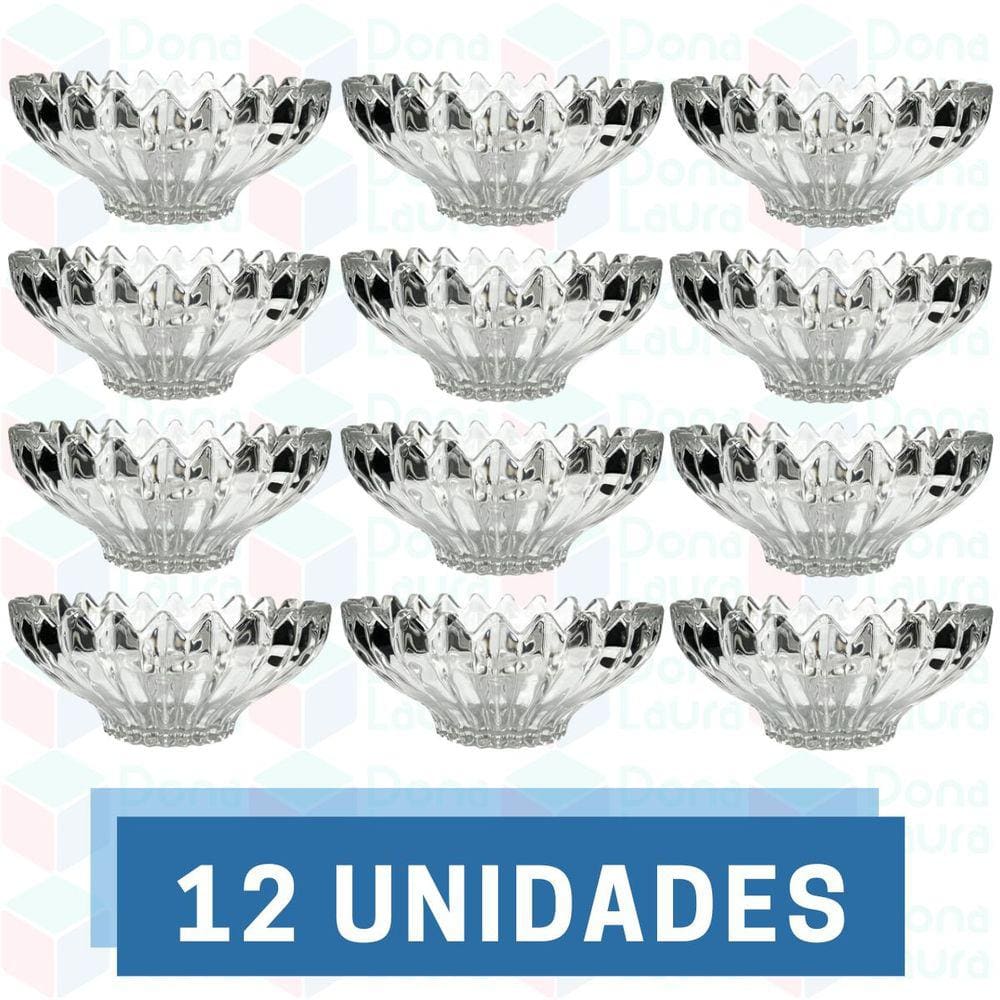 12 Vasilha de Vidro Resistente Desenhado p/ Petisco Sobremesa