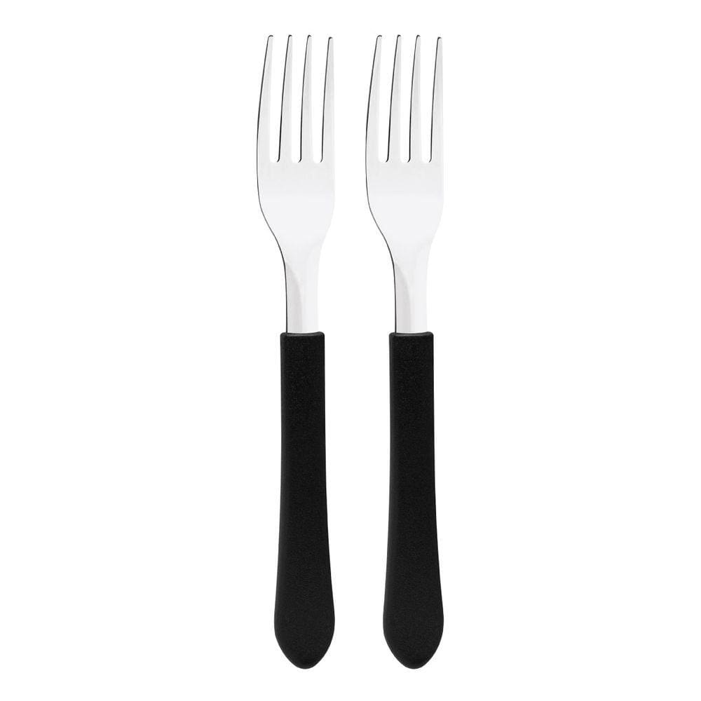 Kit 2 Garfo de Mesa Tramontina Leme Inox Cabo Preto