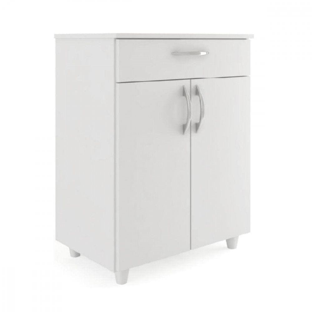 Balcão Multiuso Duna 2 Portas 1 Gaveta Branco Fiorello Branco Brilho