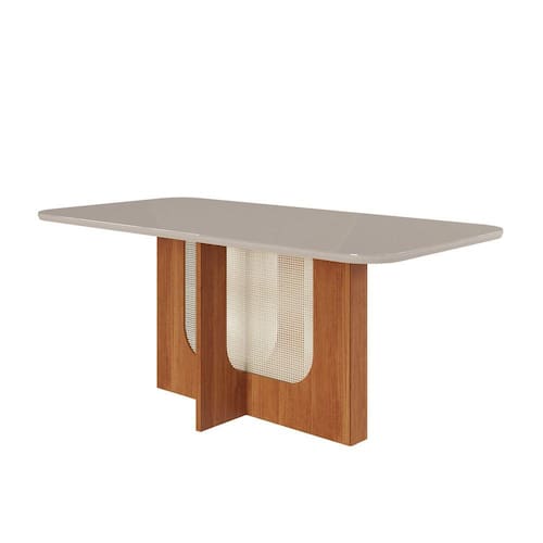 imagem-Mesa para Sala de Jantar 180cm Louise Cinamomo/Off White - Marrom