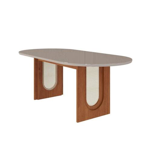 imagem-Mesa para Sala de Jantar 210cm Oval Valentina Cinamomo/Off White - Marrom