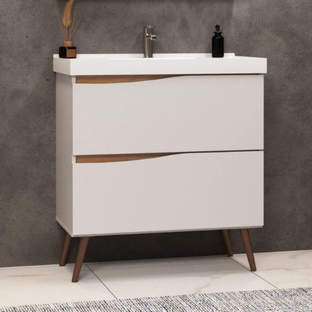 Gabinete com Pés para Banheiro sem Cuba Lille Branco/Tauari