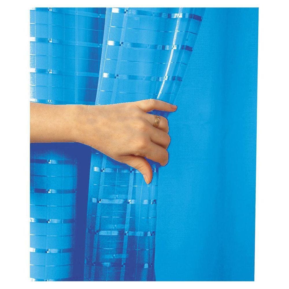 Cortina Blackout Pvc Voil Xadrez 2,8M X 1,8M - Azul Celeste