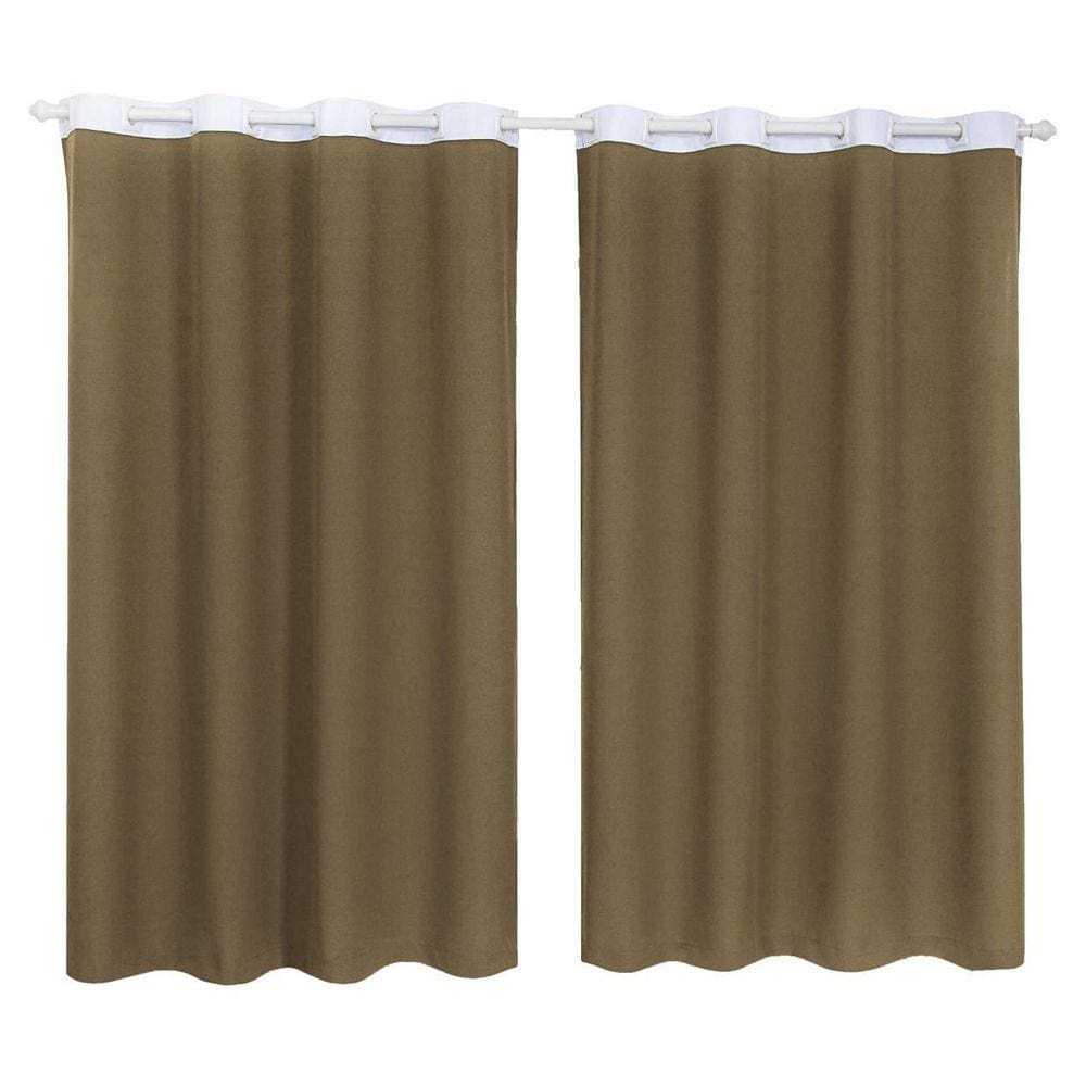 Cortina Tecido Oxford Faixa Branco 2,5M X 3M - Marrom-Claro