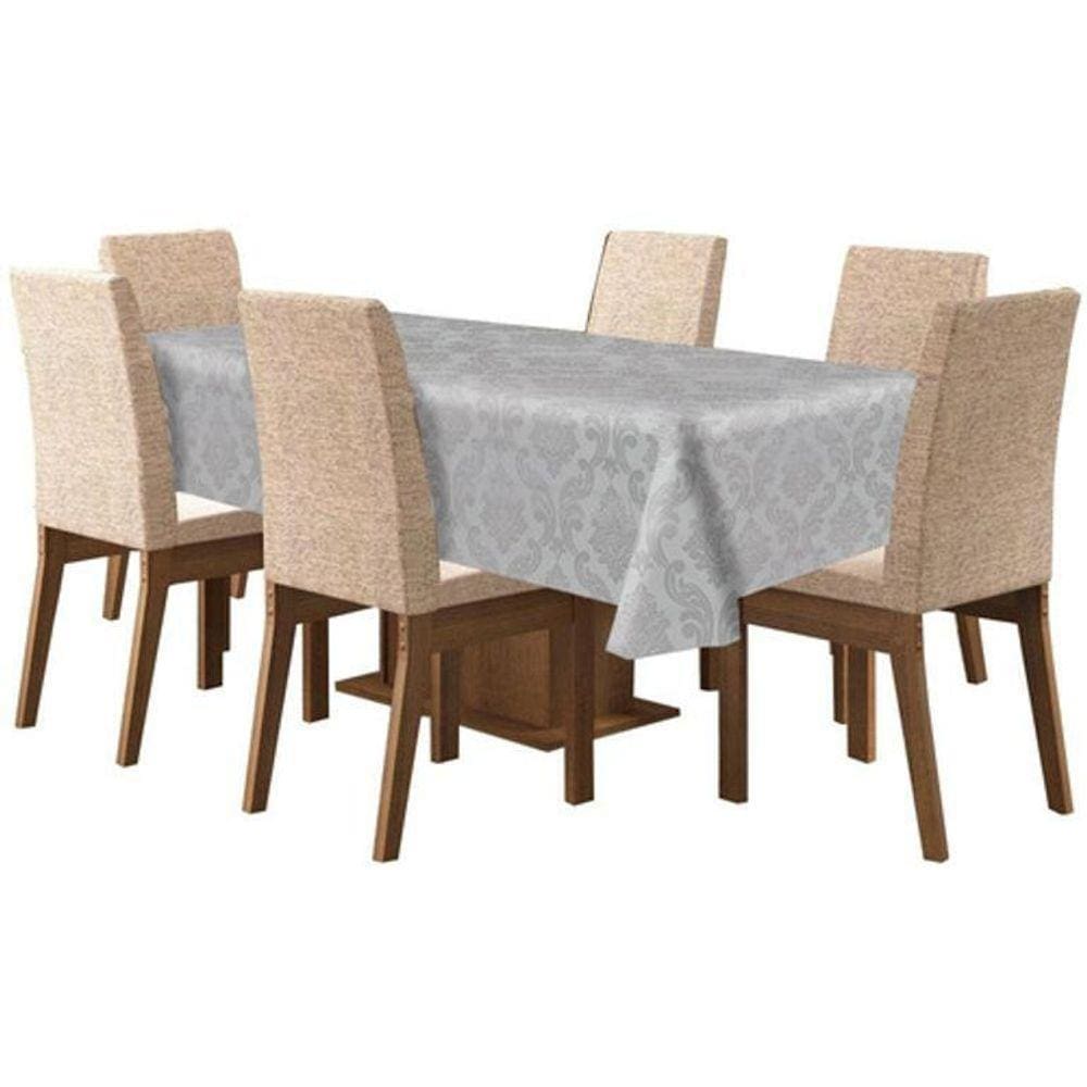 Toalha De Mesa Tecido Jacquard 8 Lugares - Cinza
