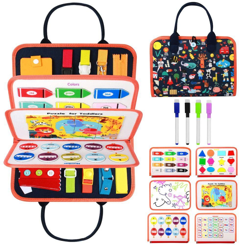 Montessori Busy Board mimado por 1 a 4 anos com brinquedos sensoriais