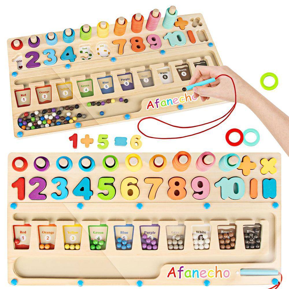 Montessori Toys Afanecho 3 em 1 Magnetic Color Number Maze 3