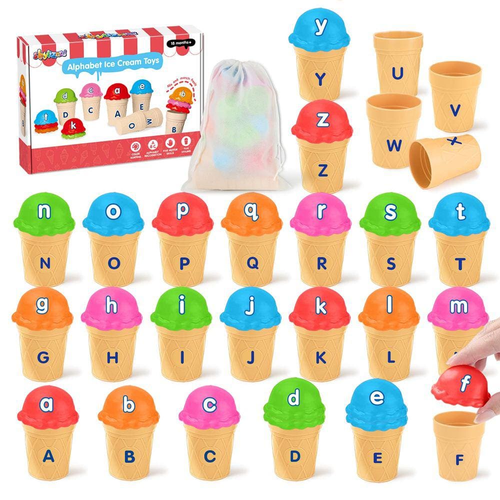 Conjunto de brinquedos de sorvete ShyLizard Alphabet para crianças de 2 a 5 anos