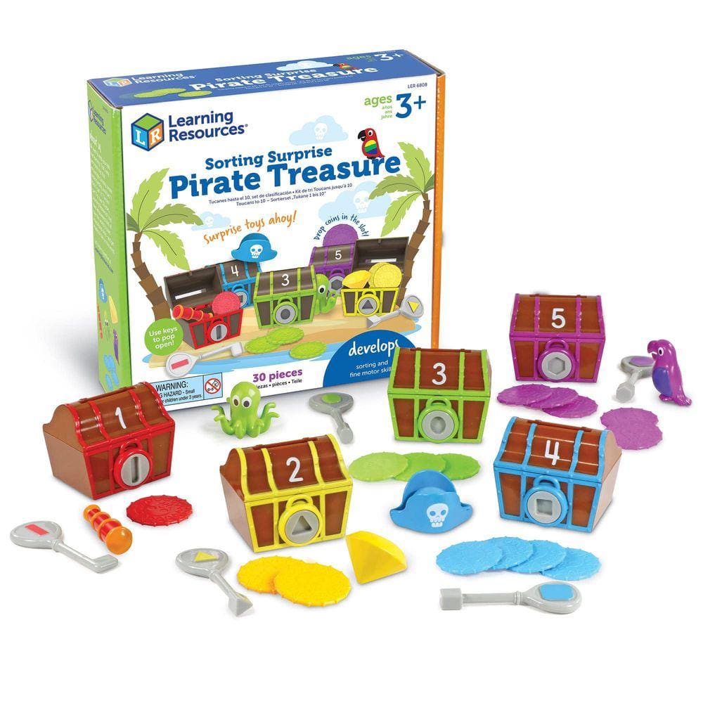 Recursos de aprendizagem de brinquedos Sorting Surprise Pirate Treasure 30 unidades