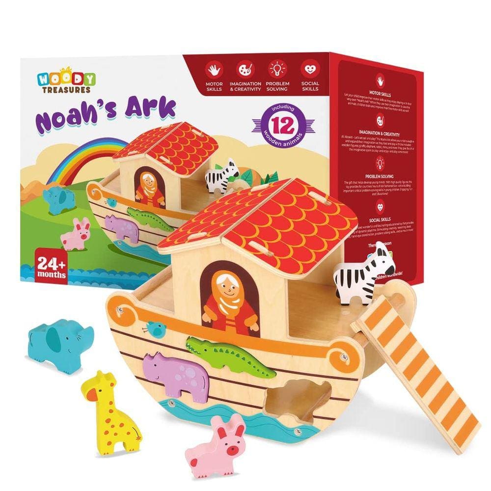 Brinquedo de madeira Woody Treasures Noah`s Ark Educational & Develop