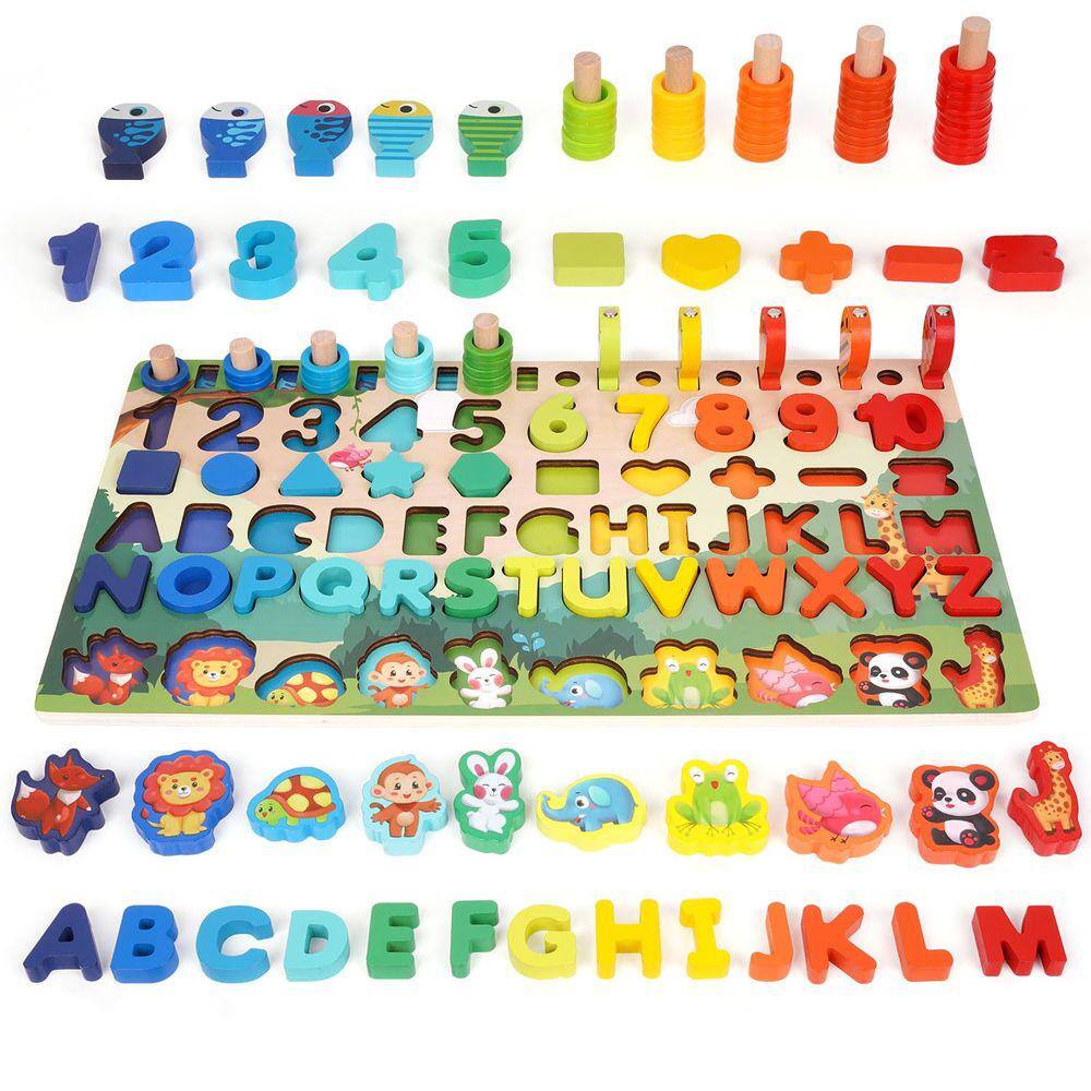 Quebra-cabeças em forma de número de alfabeto de madeira Montessori Toys Kids
