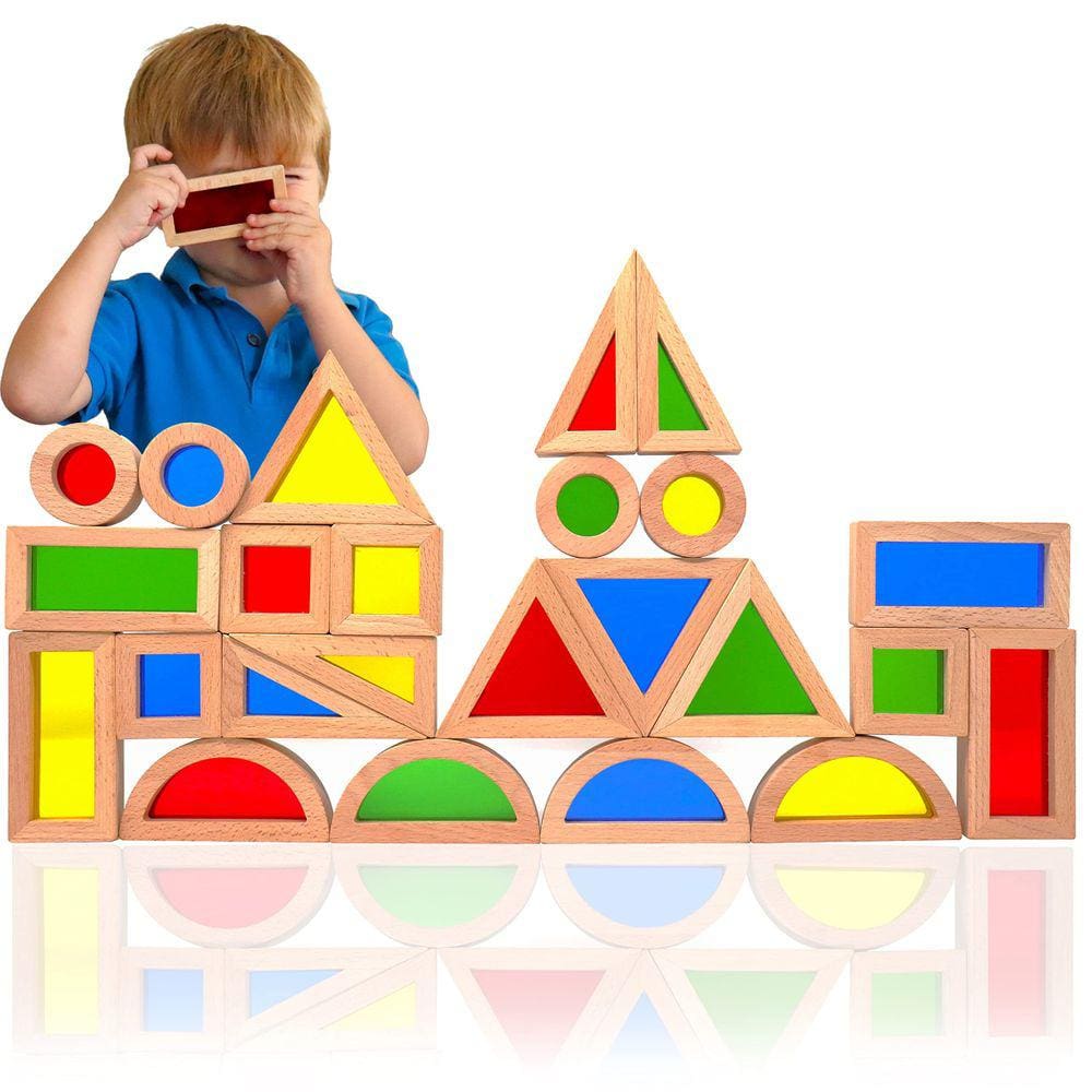 Conjunto de blocos de construção de madeira Domidoni Montessori para crianças