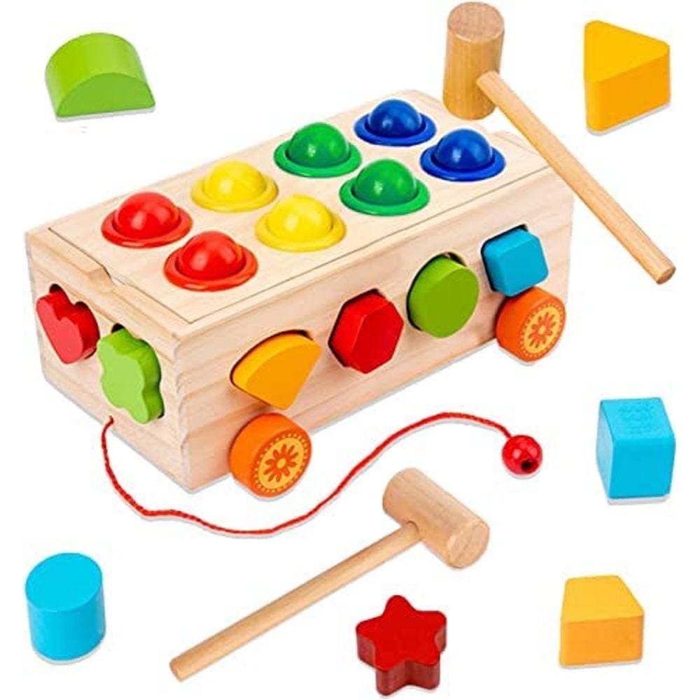 Conjunto de 22 peças de brinquedo Shape Sorter KIDSTHRILL de madeira para 2 a 4 anos