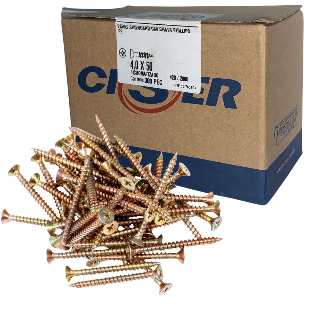 Parafuso Madeira Fixer Phillips Cabeça Chata 4,0x50mm Ciser