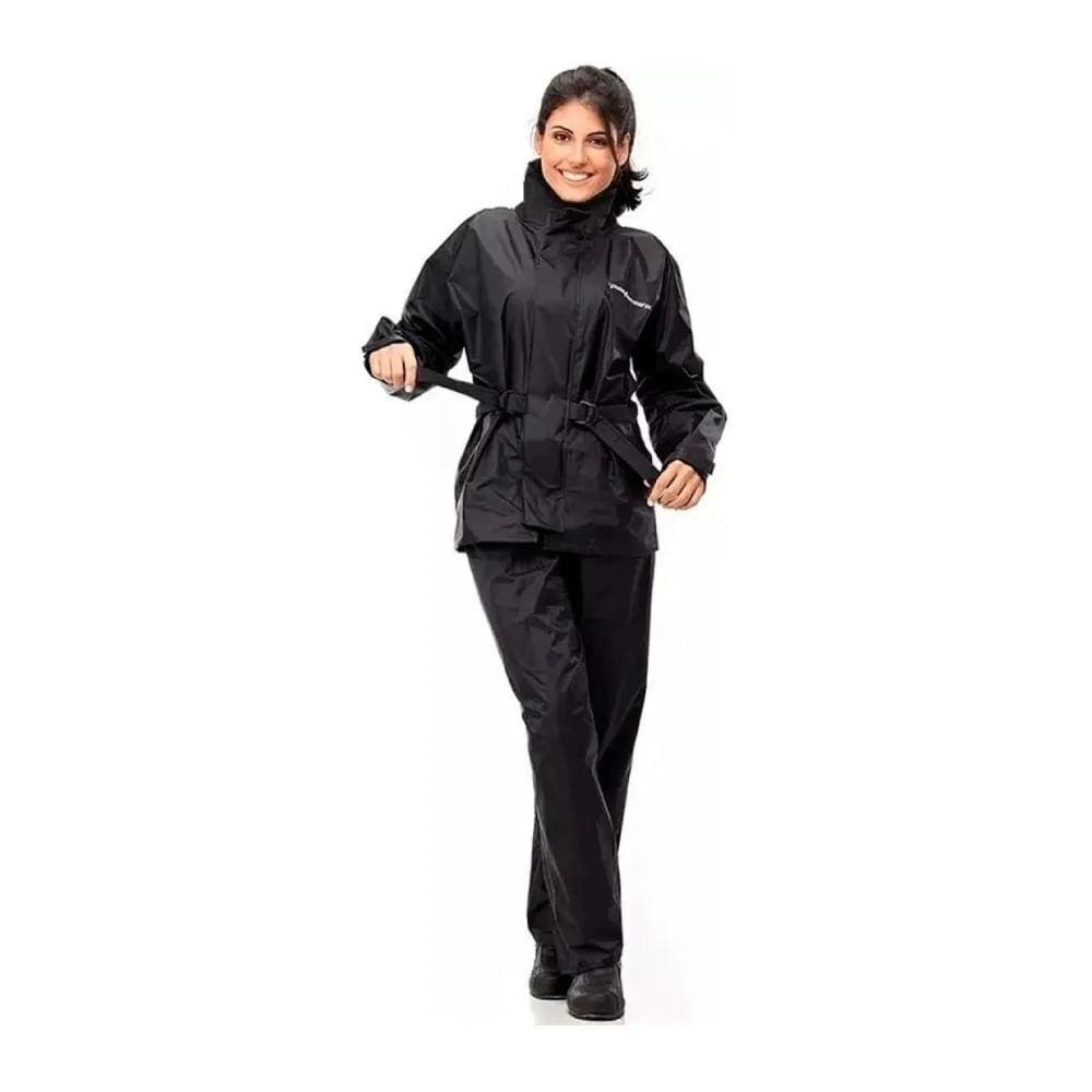 Conjunto Nylon Capa de Chuva preta c/gola tam EX pantaneiro