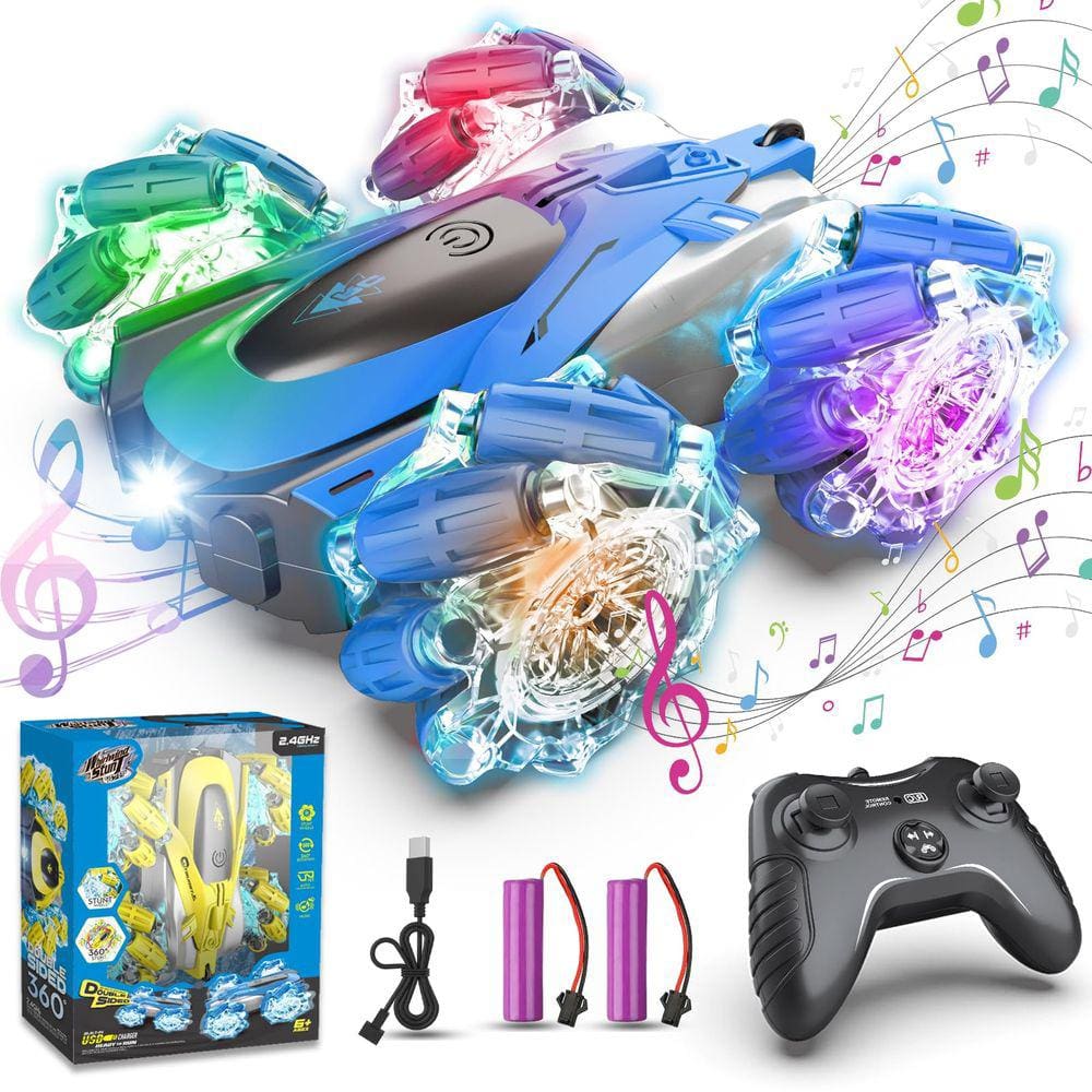 Carro de controle remoto YUZ RC Stunt 4WD 2,4 Ghz com luzes LED Kid