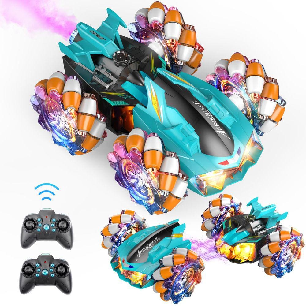 Carros de RC Toy Aero Quest 2 em 1 para meninos e crianças com luzes e spray