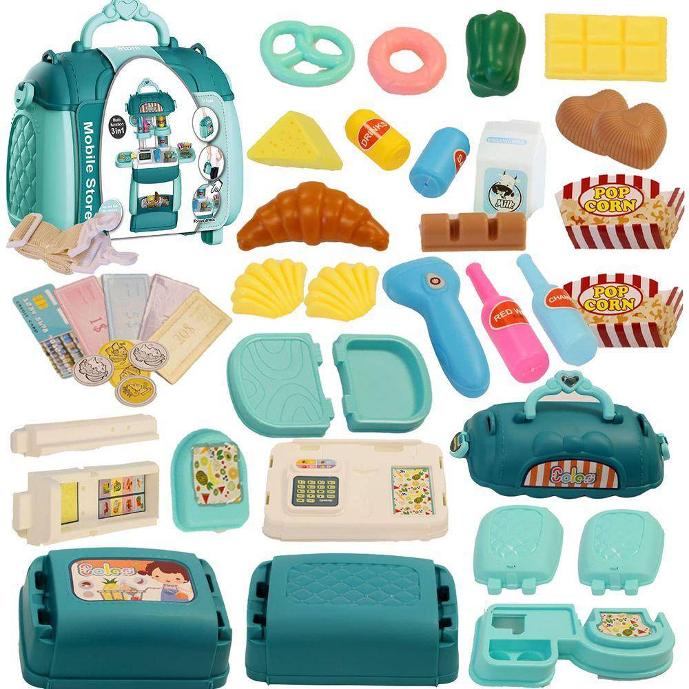 Conjunto de brinquedos Shape28 Store Bag Pretend Play Store com 62 unidades