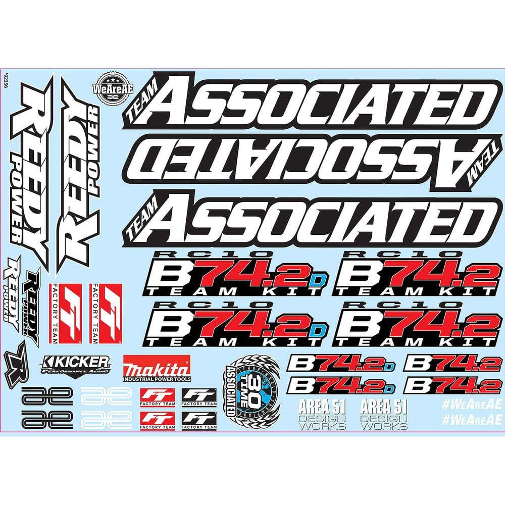 Folha de decalque para carro/caminhão elétrico Team Associated RC10B74.2