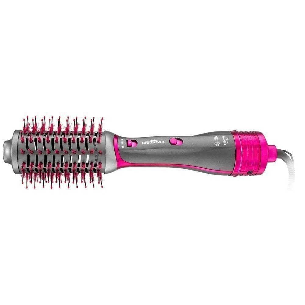 Escova Secadora Alisadora Modeladora Britânia Bivolt Bes26sr CINZA Rosa 4 em 1 1300w