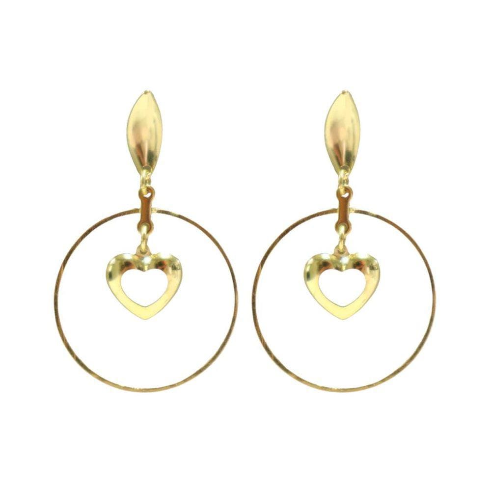 Brinco Argola Coração - Banhado em Ouro 18k