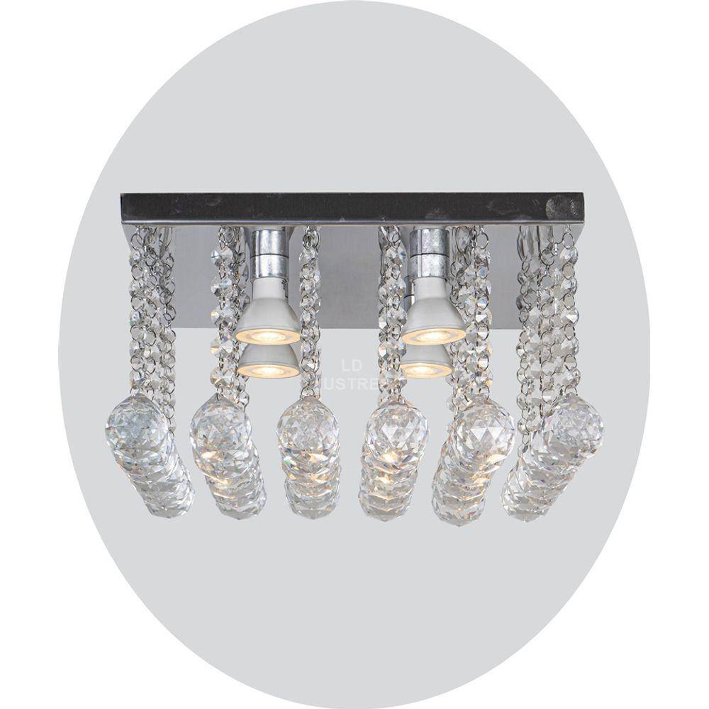 Lustre De Cristal Acrilico 30x30cm Sala Quarto Vai Montado