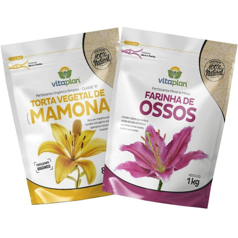 KIT Fertilizantes Torta de Mamona + Farinha de Osso VITAPLAN