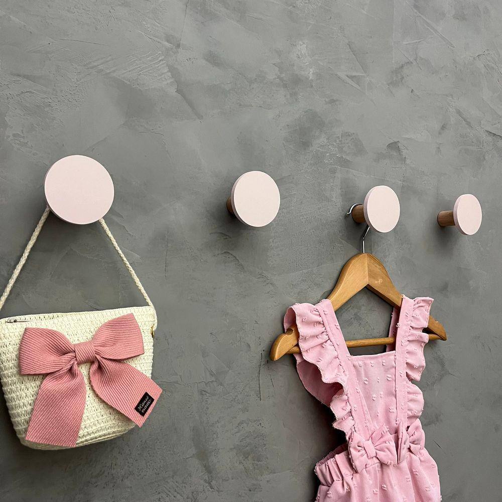 5 Ganchos de parede infantil menina decoração bola rosa boho