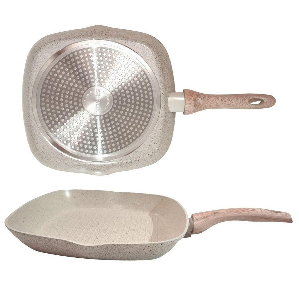 Panela Grill Ceramic Life Fogão Indução Brinox 28Cm 2 Litros