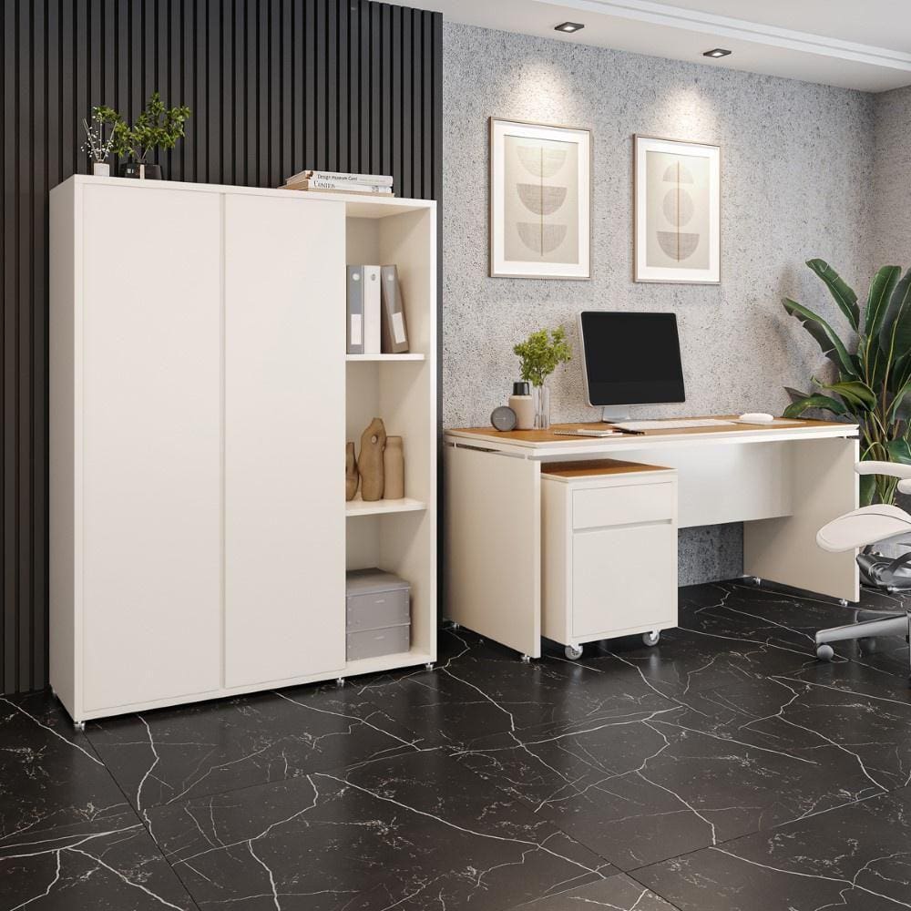 Conjunto de Escritório Office 3 peças Mesa Gaveteiro Armário Oslo
