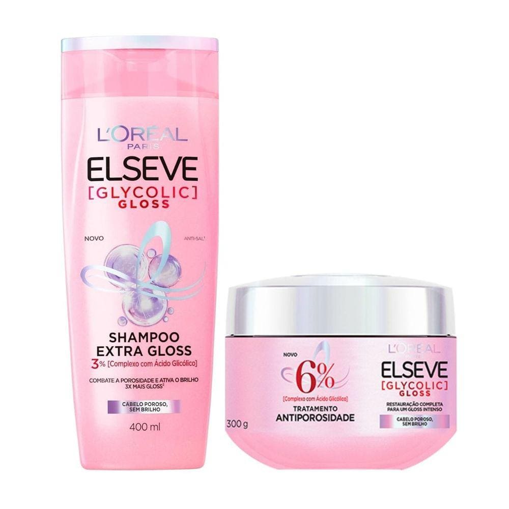 Shampoo Extra Gloss 400ml + Tratamento Antiporosidade 300g