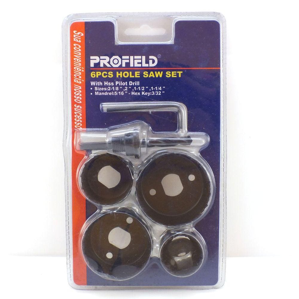 Conjunto Kit 6 Peças Serra Copo Madeira Profield 54mm 31 Mm