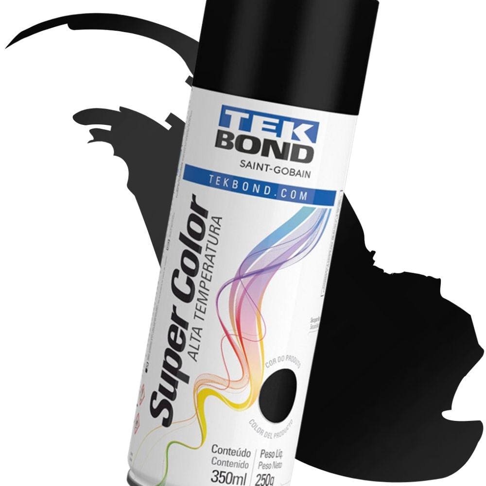 Tinta Spray Alta Temperatura 350ml Preto Tekbond