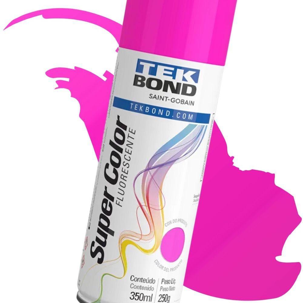 Tinta Spray Super Color Fluorescente Rosa 350ml Tekbond