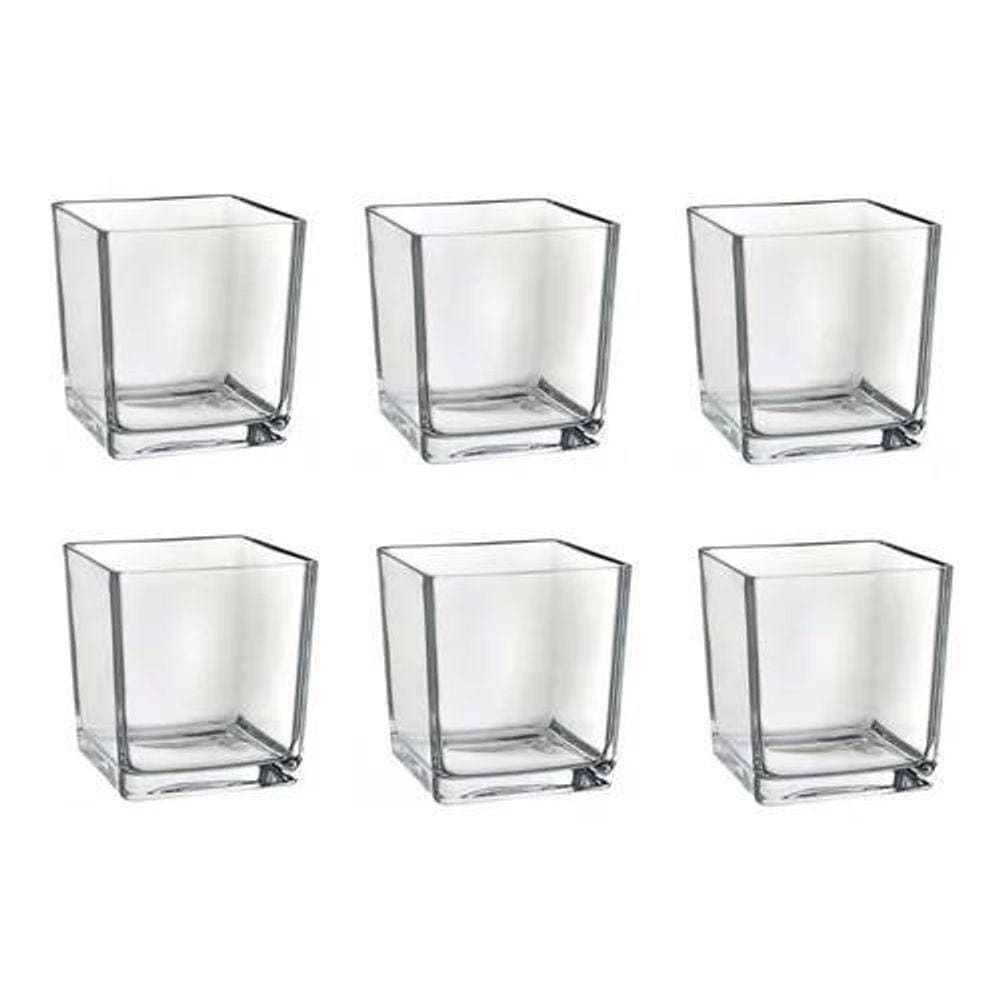 Kit 6 Mini Vaso De Vidro Castiçal Porta Vela De Mesa 300 Ml