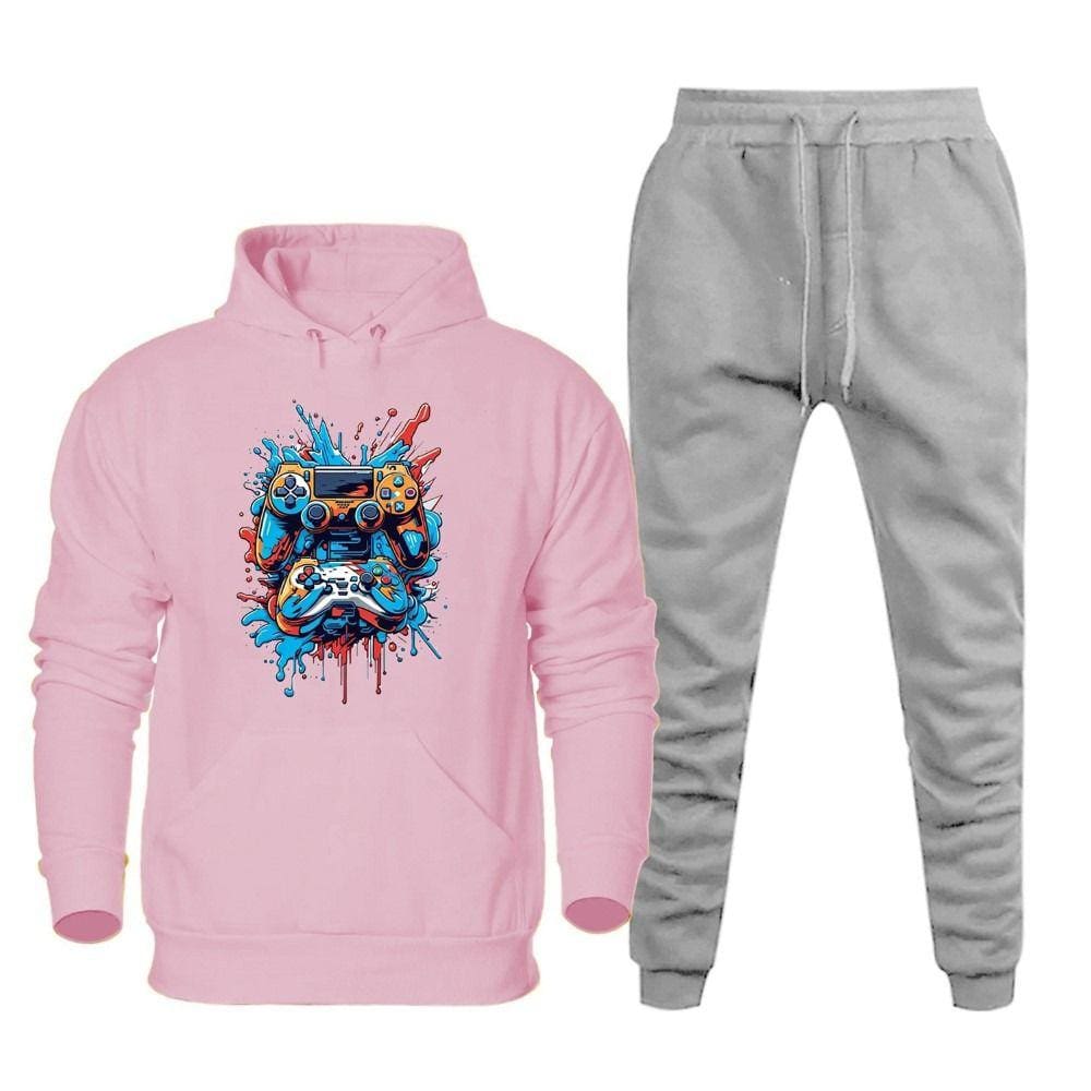 Conjunto Moletom Flanelado Kit Blusa e Calça Confortavel Estampa Colorida Canguru Esportivo Macio