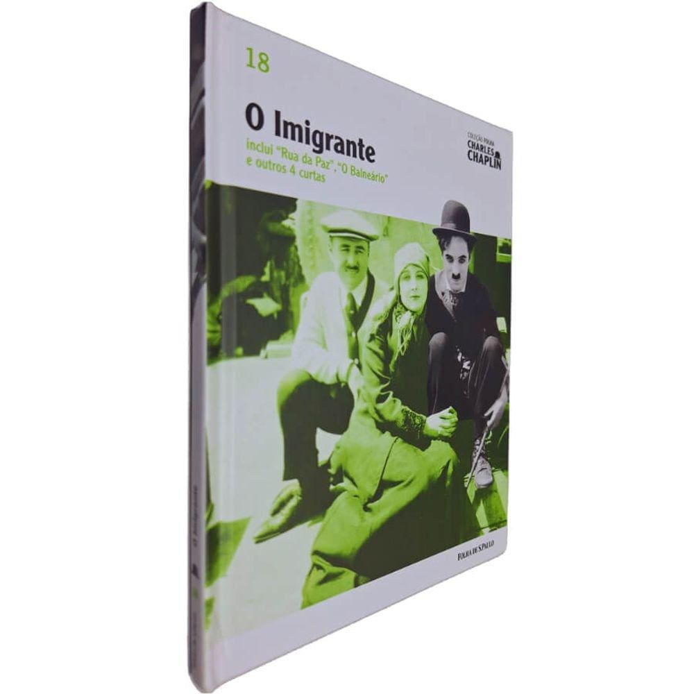 Livro/DVD Coleção Folha Charles Chaplin Vol. 18 O Imigrante Inclui \"Rua da Paz\", O Balneário\" e Outros 4 Curtas