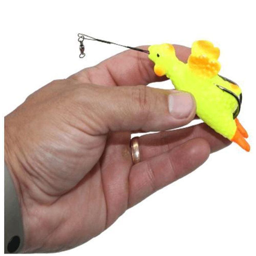 Isca Artificial Pesca Frango Franguinho Com Leader E Girador