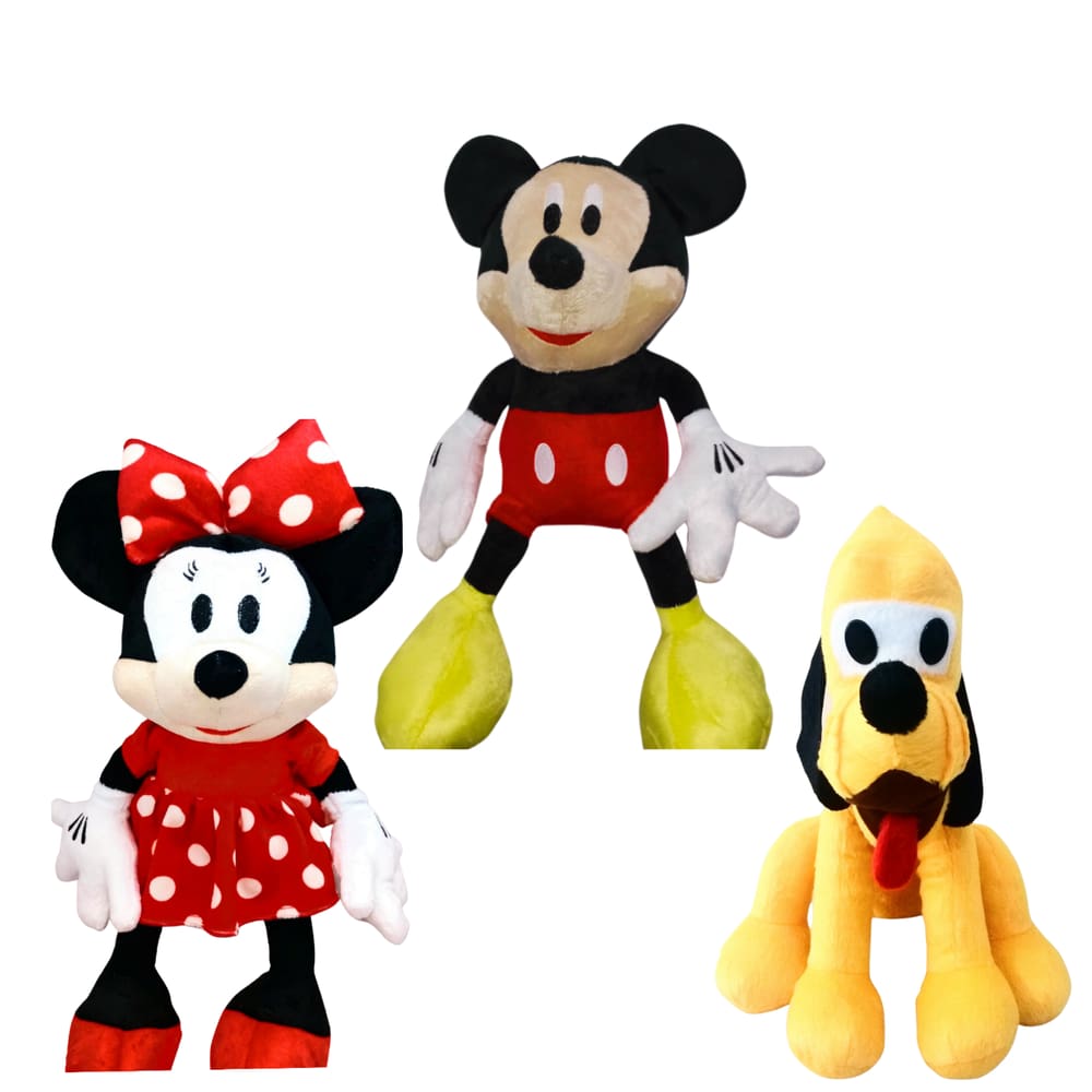 03 Pelúcias Mickey Minnie e Pluto 45cm