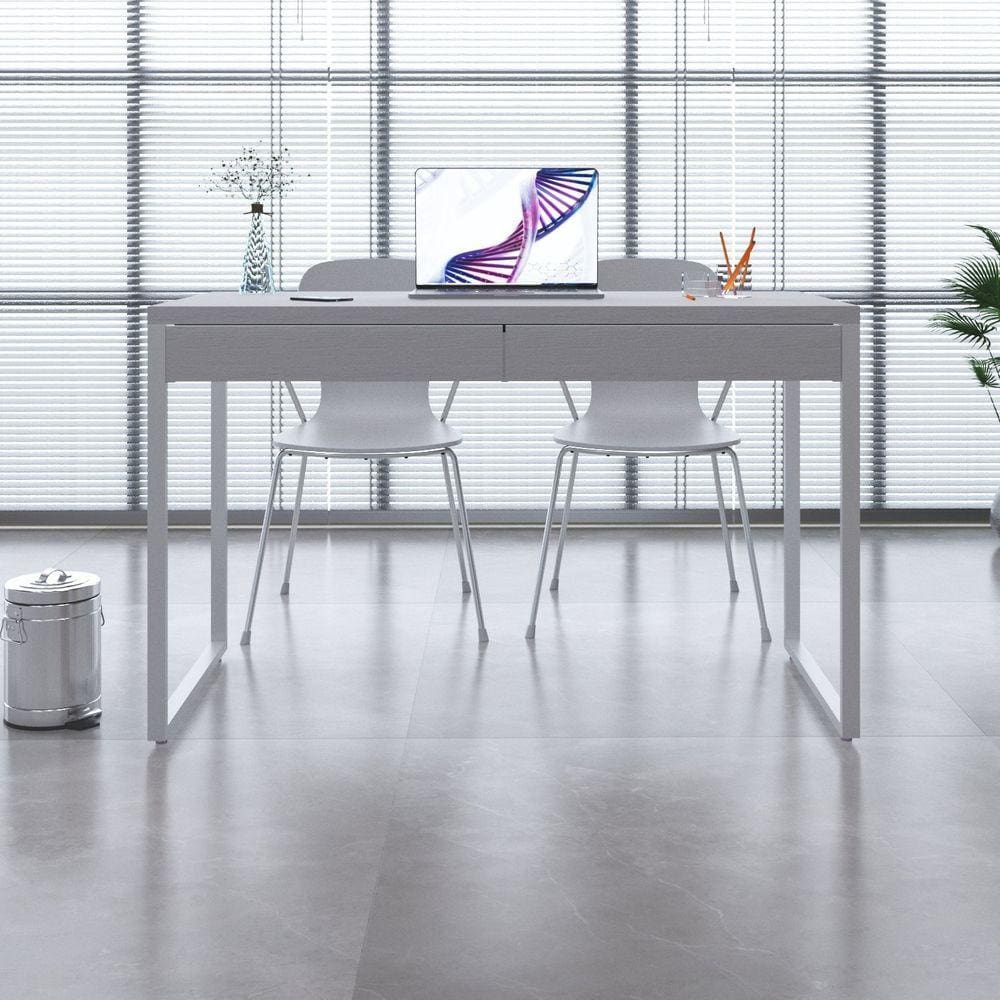 Mesa para Escritório 120cm 2 Gavetas Kuadra Branco Chess / Est.Branca