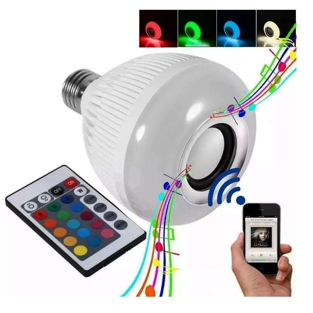 Lampada Musical Caixa Som Bluetooth Led Rgb Com Controle