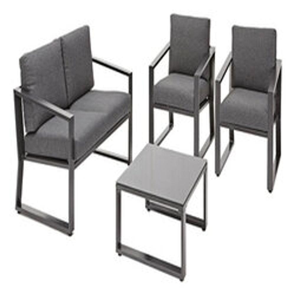 Conjunto 4 Lugares Sofá 2 Poltronas E Mesa Alumínio - Deluxe