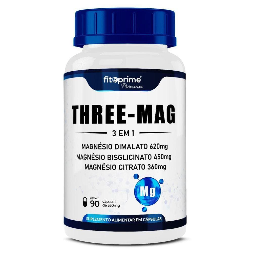 Three Mag - Magnésio 3 Em 1 90 Cápsulas De 550Mg- Fitoprime