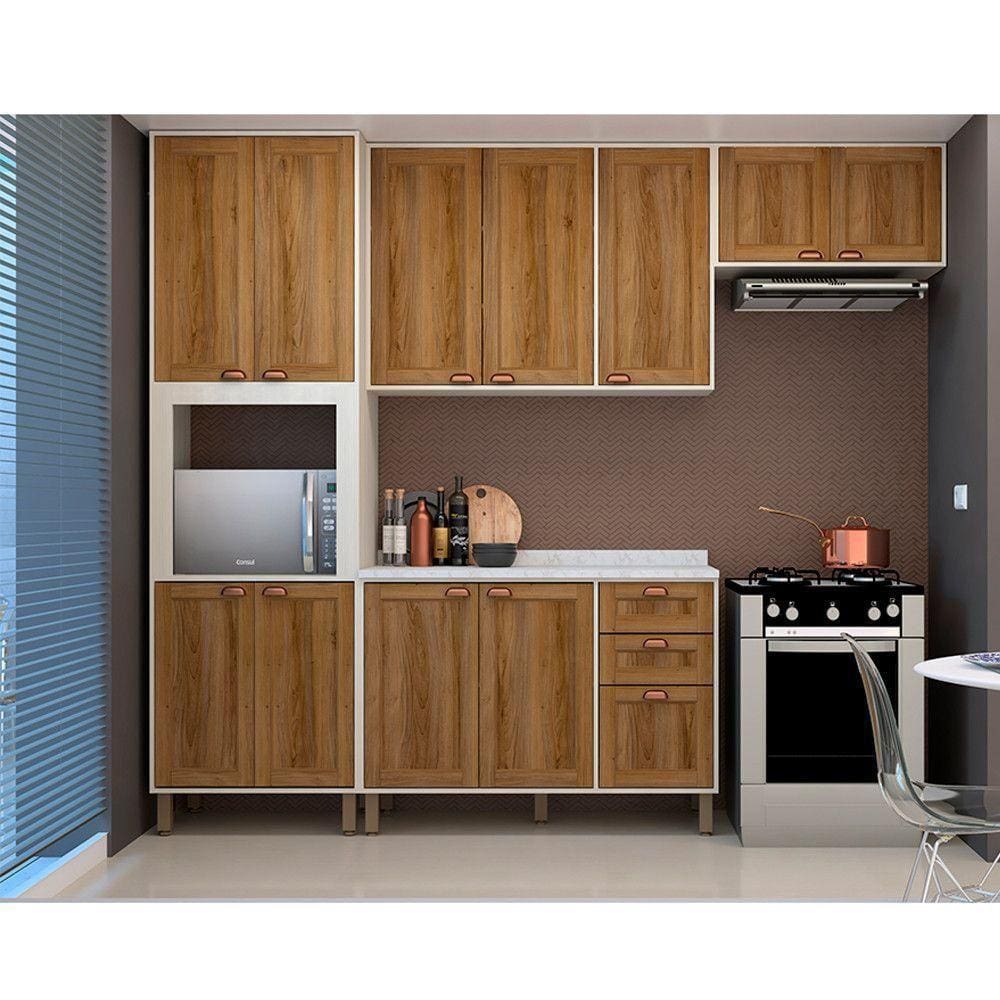 Cozinha Modulada Compacta Com 4 Peças E Tampo Sofia Pátina Ff Com Moscatto Ff