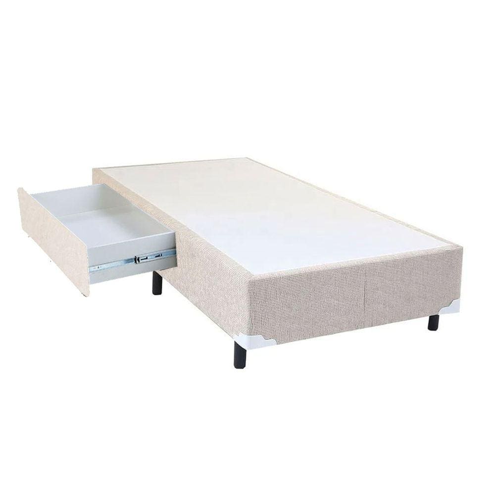 Cama Box Solteiro Americano com Gaveta Suede Bege - 096X203