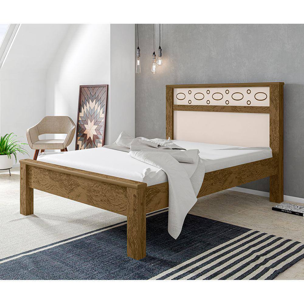 Cama Casal em Mdf Las Vegas - Amêndoa/off White